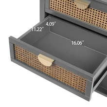 2 Drawer Side table,Naturel Rattan,End table,Suitable for bedroom, living room, study - Xám - Xem 3