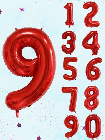 1pc 80cm Red Numeric Balloon, Birthday Anniversary Wedding Party Decor Back To School Valentine Day