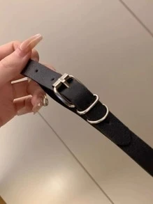 1pc Punk Style Belt Buckle Choker Necklace, Simple Rock Gothic Neckband For Girls - Black - View 4