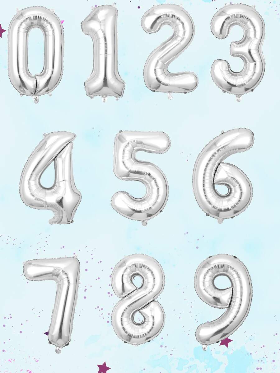 1 个 80 厘米银色数字气球，生日周年婚礼派对装饰