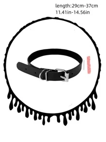 1pc Punk Style Belt Buckle Choker Necklace, Simple Rock Gothic Neckband For Girls - Black - View 2