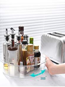 Clear Round Rotating Storage Organizer - White - View 1
