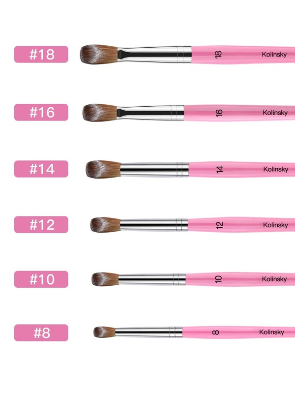 100 Kolinsky Sable Hair Oval Nail Art Brushes Kolinsky Acrylic Pink