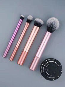 4件套彩色专业化妆刷套装，铝制手柄，包含散粉刷、轮廓刷、遮瑕刷、眼影刷，便携旅行装，化妆刷套装，化妆刷套装，化妆刷套装，全套化妆刷，化妆刷套装，全套化妆工具，化妆刷套装，化妆刷套装，化妆礼盒套装