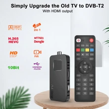 Ubisheng Decoder DVB-T2 Digital Terrestrial Receiver Mini Stick HDMI-Compatible HD1080P H.265 HEVC 10 Bit, Dolby Audio And USB/PVR Multimedia Support [2-In-1 Remote Control Included]TV Invisible Mini Stick - Black - View 1