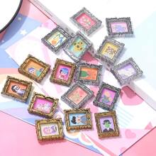 Juego de 5/10/20 piezas DIY con decoraciones de resina lindas con diseños de mini marcos de fotos de pintura al óleo retro para DIY en fundas de teléfono, cintas para el cabello, vasos de agua, imanes de nevera y decoración
