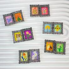 Juego de 5/10/20 piezas DIY con decoraciones de resina lindas con diseños de mini marcos de fotos de pintura al óleo retro para DIY en fundas de teléfono, cintas para el cabello, vasos de agua, imanes de nevera y decoración