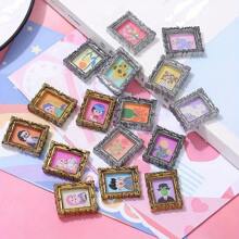 Juego de 5/10/20 piezas DIY con decoraciones de resina lindas con diseños de mini marcos de fotos de pintura al óleo retro para DIY en fundas de teléfono, cintas para el cabello, vasos de agua, imanes de nevera y decoración