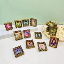 Juego de 5/10/20 piezas DIY con decoraciones de resina lindas con diseños de mini marcos de fotos de pintura al óleo retro para DIY en fundas de teléfono, cintas para el cabello, vasos de agua, imanes de nevera y decoración
