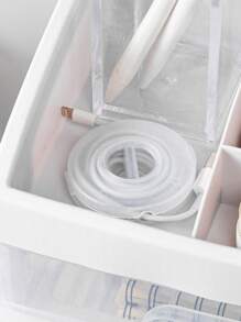 1入組白色迷你便攜式簡約數據線和耳機盤絲整理收納盒 - 白色 - 查看 4