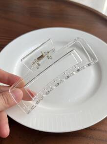 1 件透明发夹，用于头发装饰休闲、发饰、爪夹、发夹、发夹秋冬发夹，适合度假装扮女士 - 無色 - 查看 4