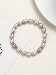 优雅仿珍珠手链 - 紫色 - 查看 3