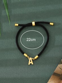 1pc Simple and fashionable men's 26 English alphabet black hand rope - Multicolor - View 4