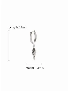 1pc Men's Simple Personalized Single Stud Earring, Suitable For Everyday Wear - Silver - View 3