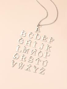 1pc Fashion 26 English Letter Necklace, Stainless Steel Jewelry For Women, Everyday Wear - Silver - View 3