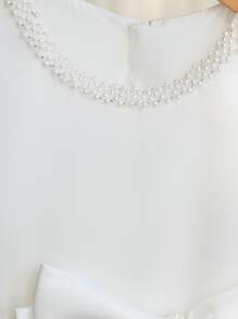 Ärmelloses weißes Prinzessinnenkleid für junge Mädchen für Hochzeit, Blumenmädchen, Geburtstagsfeier, Klavieraufführung,