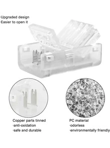 10 LED Light Strip Connectors, 3-Pin, Gapless, Solderless, Pair To Line Quick Connectors, Universal For 10mm Waterproof And Non Waterproof WS2811 WS2812B LED Light Strips - White - View 3