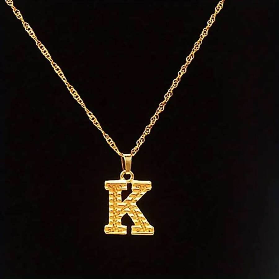 suteyi 1pc Teen' Uppercase Alphabet Initial Pendant Necklace, Stainless Steel Gold Plated A-Z Letter Charm Necklace