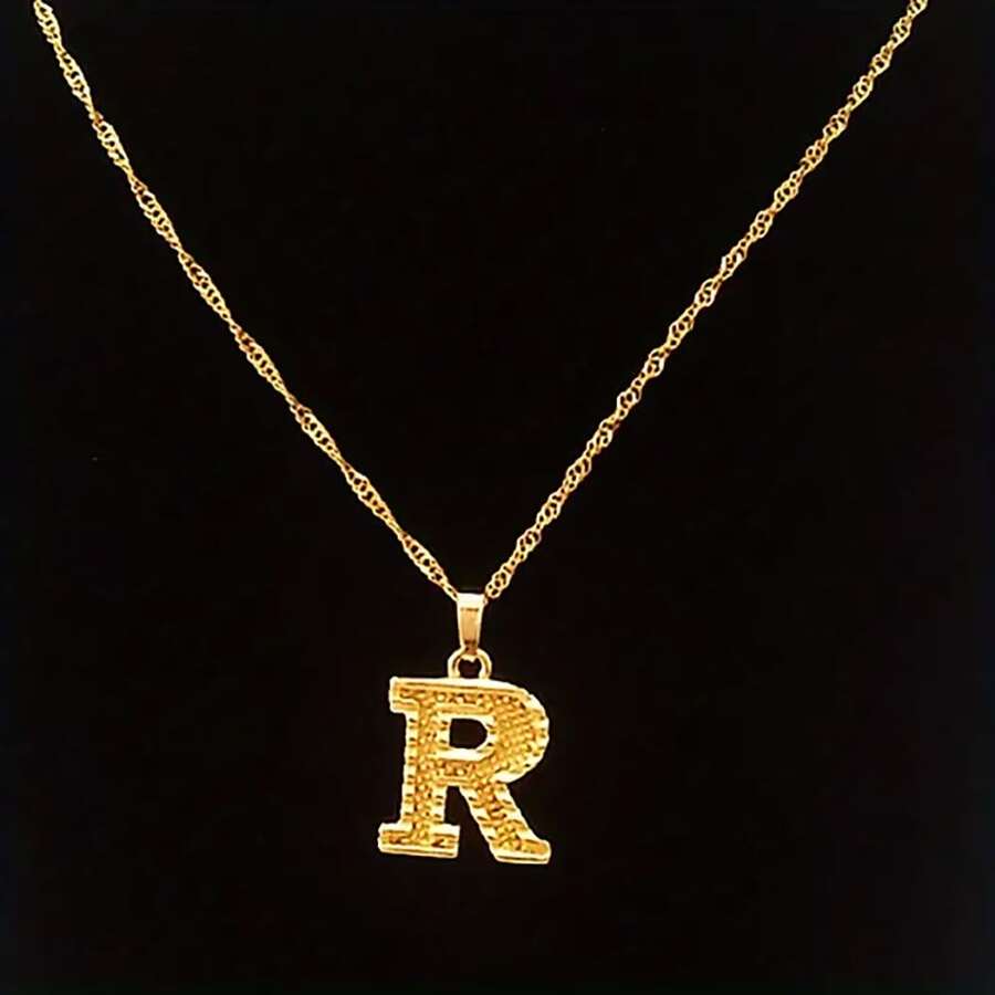 suteyi 1 件青少年大写首字母项链，不锈钢金色 A-Z 字母吊坠项链