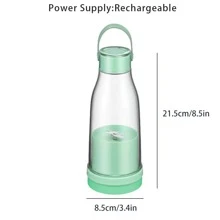 1 licuadora portátil recargable, taza de jugo de mano, botella de jugo de mano de plástico simple para el hogar - Verde - Ver 6