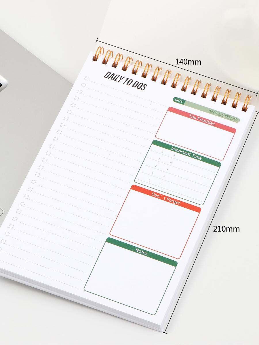 YUREN 1 件簡約便攜式日記每日計劃本 - 無色 - 查看 1