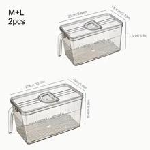 Vật liệu thú cưng Hộp bảo quản thực phẩm tủ lạnh kín có tay cầm hẹn giờ để bảo quản nhà bếp, bảo quản chấm công (ghi ngày bảo quản thực phẩm), Bộ tách thoát nước (khối rỗng để tách ướt và khô), Nắp đậy kín (ngăn các thành phần trộn và bị ô nhiễm), Và có tay cầm (dễ kéo và đẩy). - Màu Xám nhạt - Xem 8