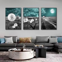 3 piezas en luz de luna de lona Arte de pared , mural arte póster , adecuado para sala de estar dormitorio cuarto de baño Decoración de pared , sin enmarcar - Multicolor - Ver 6