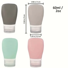 4 piezas de silicona de viaje aseo Botellas Set , compresible Contenedor para Gel de ducha , Champú , cosmético productos con embalaje - como se muestra en la imagen - Ver 4
