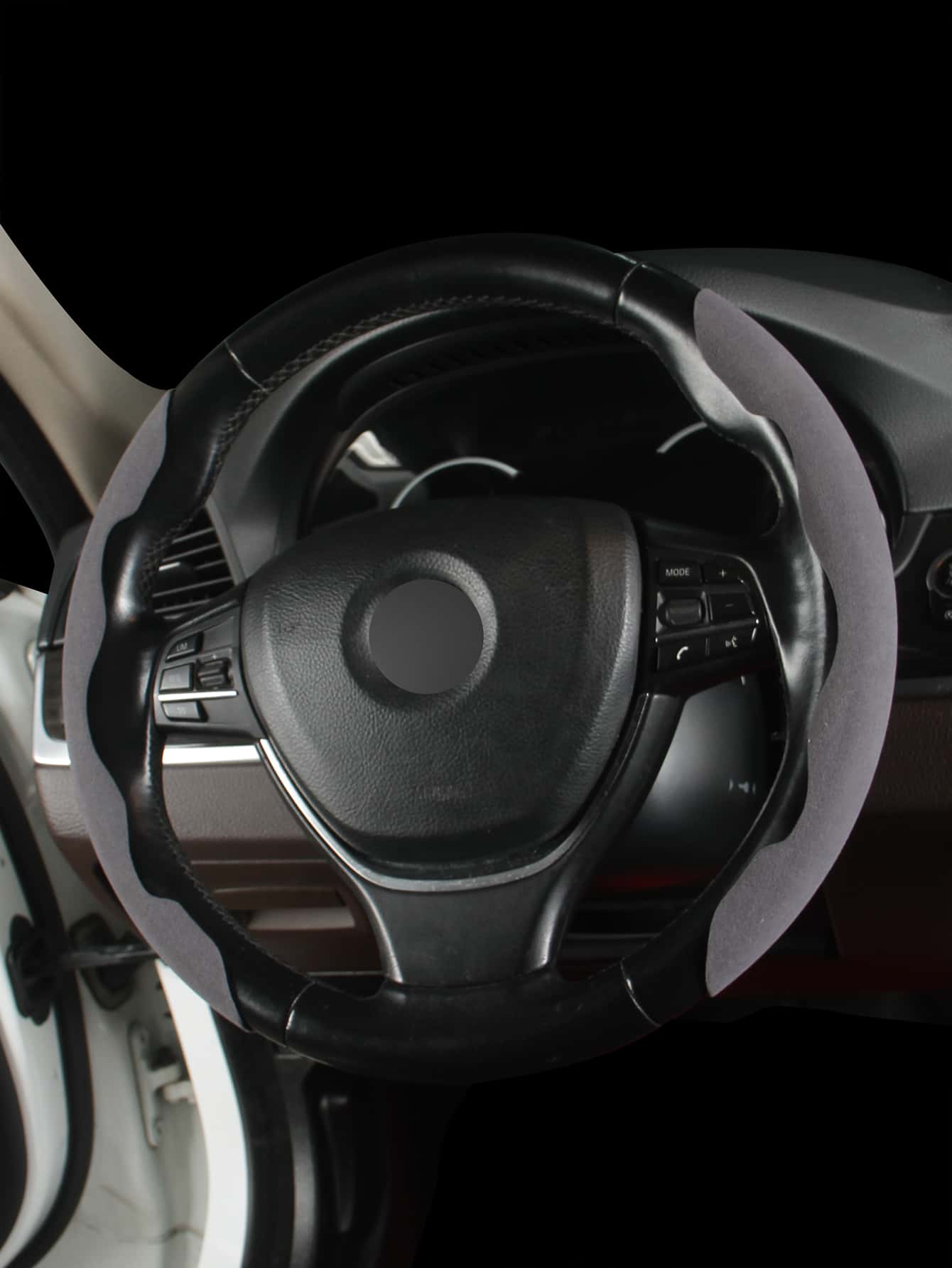 扣式汽車方向盤套,防滑,適合大多數汽車 - 淺灰色 - 查看 1