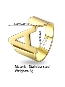 1入兒童極簡風格字母裝飾戒指不銹鋼可調開口戒指，適用於日常和派對