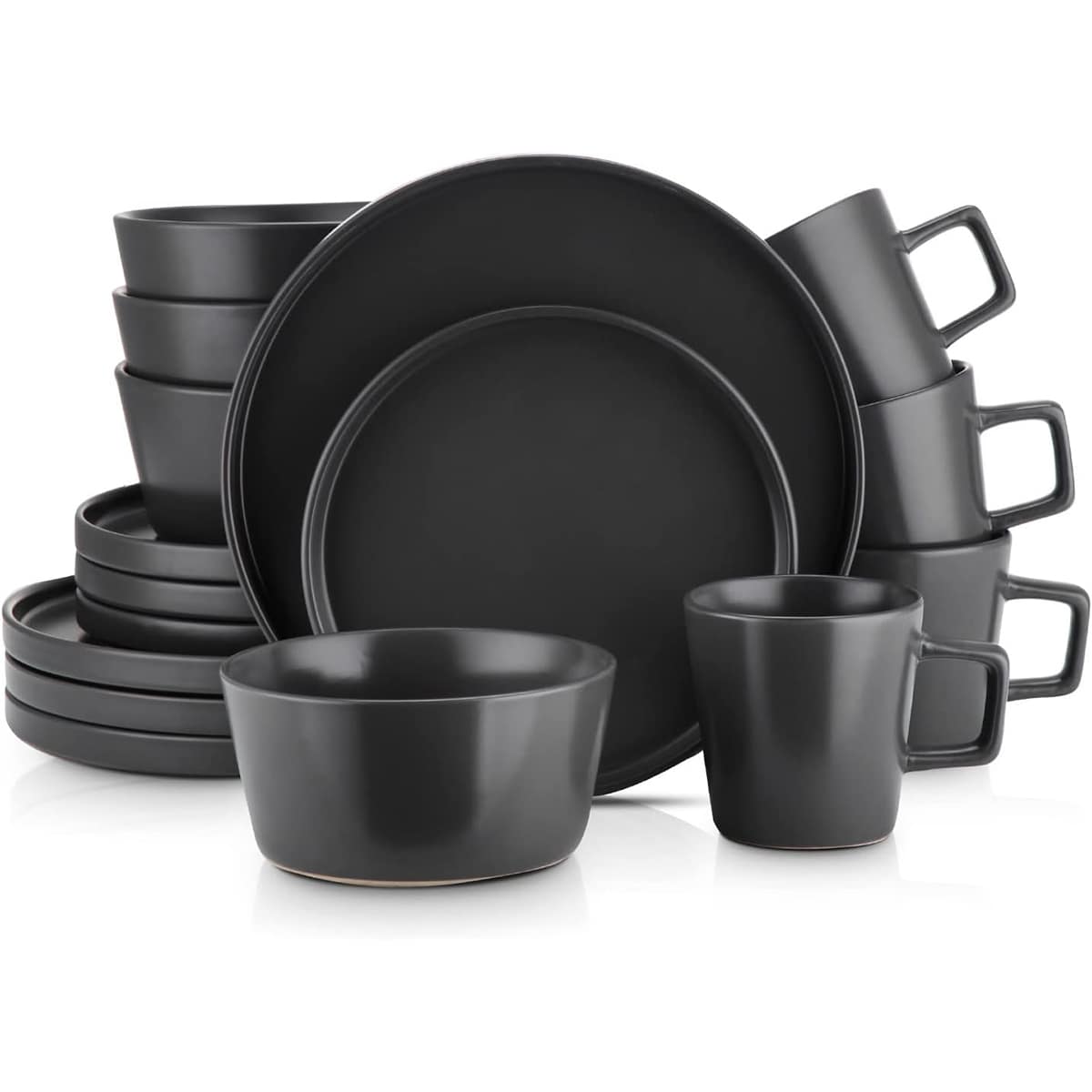 Beijiyi Dinnerware Set, Service For 4, Black Matte - Black - View 1