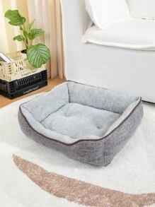 1入組灰色正方形帶加厚款寵物床,適用於小型和中型貓狗,四季通用 - 灰色 - 查看 2