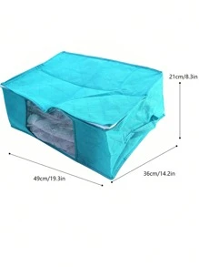 1入折疊式收納箱,透明窗戶和加強柄,衣服、毛衣、外套、毯子的櫥櫃組織者 - 藍色 - 查看 5