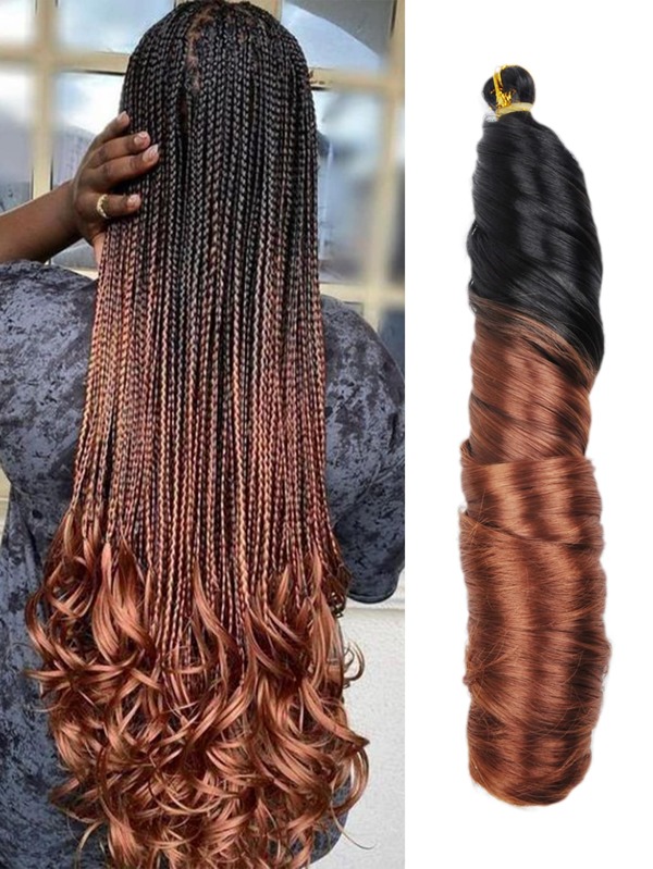 New Year Gift Synthetic French Curly Extensions Hair Black Chocolate Brown Purple Pink Ombre Red  Multi-Color Colourful Spiral Curly Crochet Braids Hair High Temperature Loose Wave Curl Braiding Hair Extensions For Women Daily Holidays And Cosplay Braided Hair Woven Hair 1 Pack