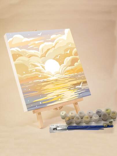 Paint by Numbers for Adults Beginners , 20 Wx20 L Canvas Pictures Drawing Paintwork with 2 Pcs Paintbrushes , Acrylic Pigment Flowers and Landscapes
