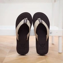 Women's Fashion Solid Color Flip-Flops, Simple Comfortable Flat Slippers, Summer Casual Woman Shoes For Indoor, Outdoor, Beach - Castanho - Visão 4