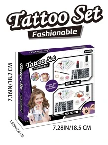 供男女兒童使用DIY閃粉暫時性紋身貼紙套裝，防水易於貼上，採用環保材料，適用於生日禮物、節日禮物或隨機配件。 - 彩色 - 查看 5