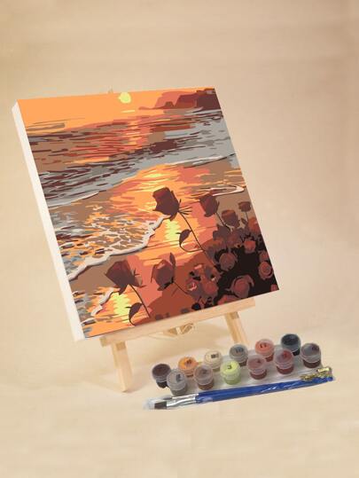 Paint By Numbers For Adults Beginners, 20 Wx20 L/30 Wx30 L Canvas Pictures Drawing Paintwork With 2 Pcs Paintbrushes,Acrylic Pigment Flowers And Landscapes