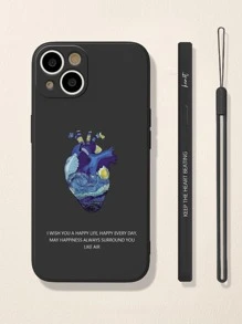 Heart Pattern Phone Case With Lanyard Compatible With iPhone 15/15Pro/15Plus/15Promax