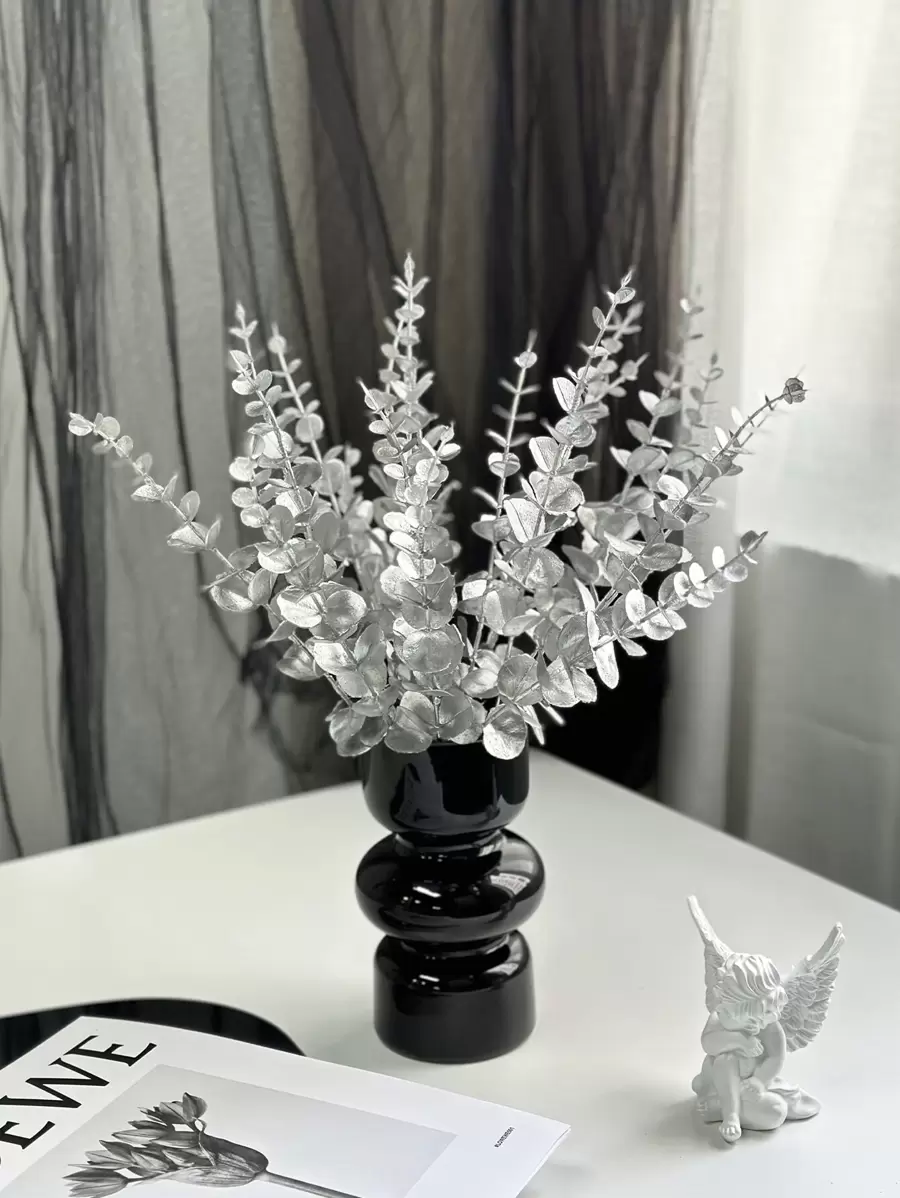 10 件人造桉树叶茎，颜色有绿色、蓝色、银色、金色、酒红色等多种颜色；真实触感，适用于婚礼花束、餐桌摆饰、家居装饰和室内绿植、情人节礼物、返校房间装饰学校用品、假植物