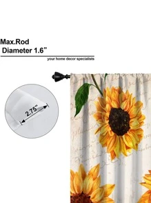 2pcs Sunflower Printed Blackout Curtains