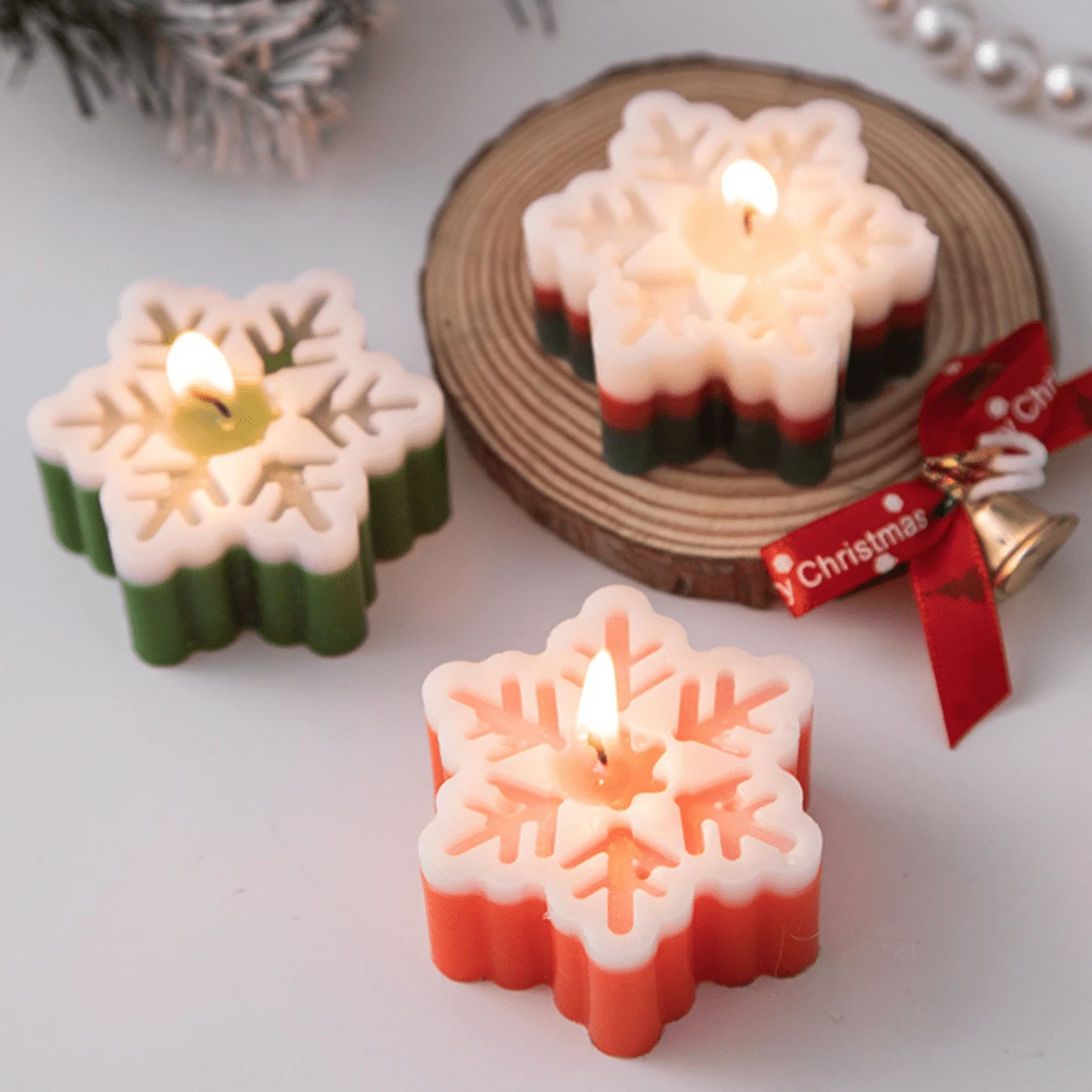 Small Snowflake Shaped Silicone Mold For Candle Making, Soap Making, Plaster Resin And Glue Making - White - View 1