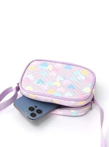 Girls Purple Heart Design Novelty Bag - Mauve Purple - View 2