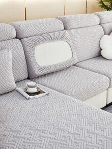 1 PC Jacquard Polyester Sofa Nắp Bảo Vệ Phòng Khách Thun Ghế Sofa - Màu Xám nhạt - Xem 3