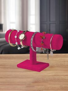 1pc Velvet Bracelet Display Tray Stand For Bracelets And Watches - Hot Pink - View 3