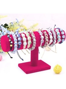 1pc Velvet Bracelet Display Tray Stand For Bracelets And Watches - Hot Pink - View 4