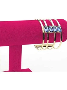 1pc Velvet Bracelet Display Tray Stand For Bracelets And Watches - Hot Pink - View 2