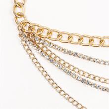 European & American Style Crystal Fringe Waist Chain, Multilayer Body Chain Jewelry - Gold - View 3