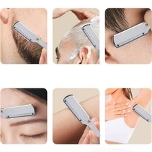 1入組可更換刀片手動剃鬚刀,復古可折疊的直筒邊剃鬚刀架帶不銹鋼防滑手柄,刀片不包含 - 銀色 - 查看 6