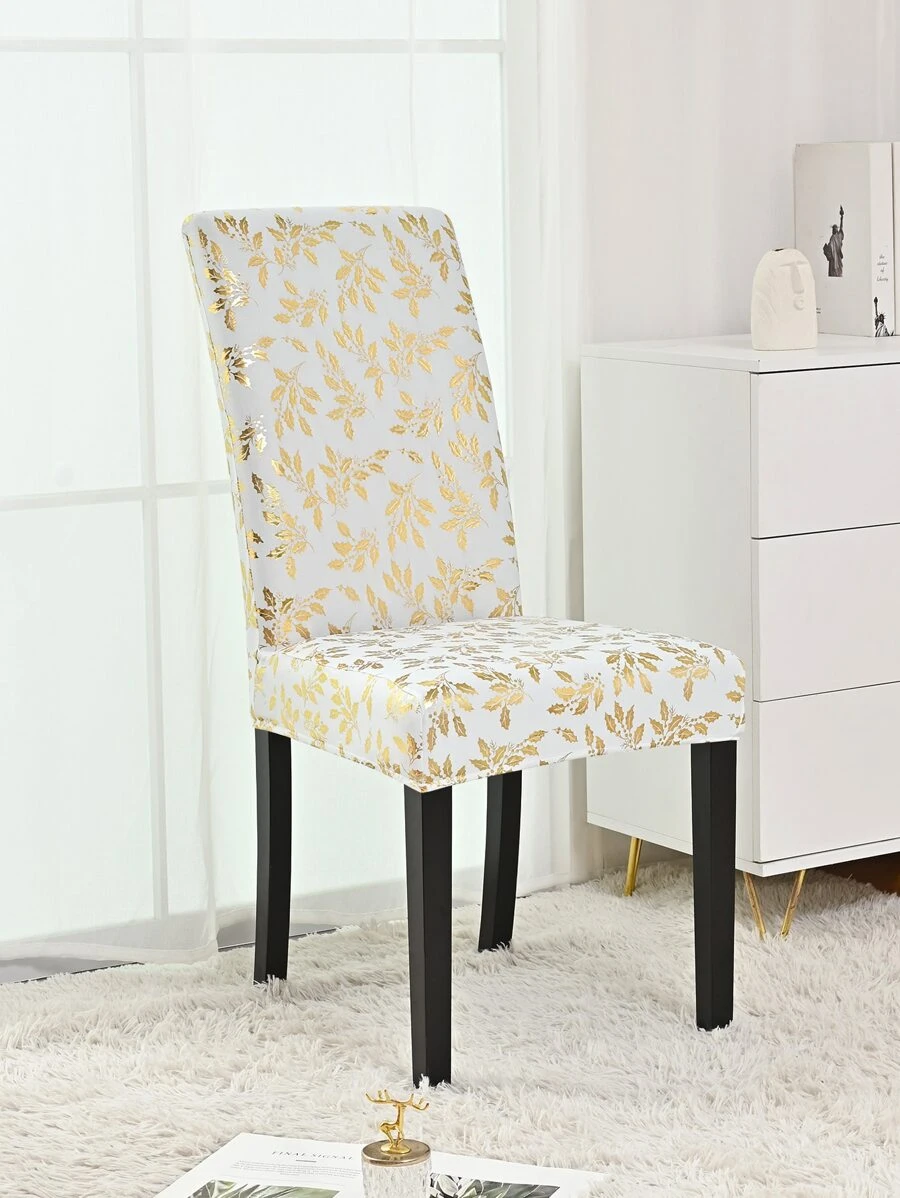 1 Miếng Độ đàn hồi cao Mẫu Vàng Bao ghế , Thích hợp Đối với Phòng khách Ăn uống Cái ghế - trắng - Xem 1